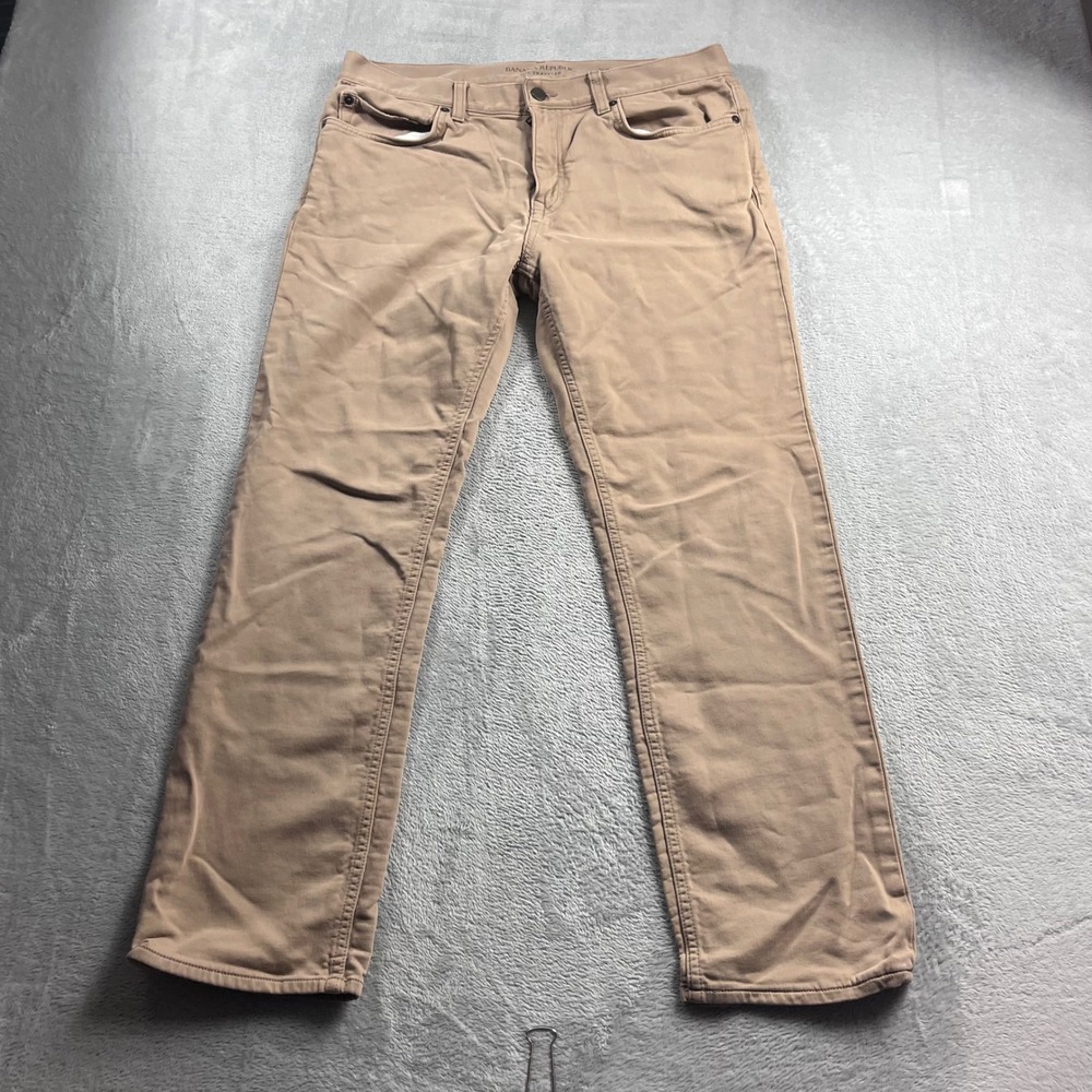 Banana Republic The Traveler Slim Fit Khaki Tan Pants Mens 33x30
